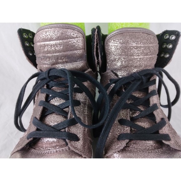 Supra Skytop Sneakers Skate Shoes Pink Metallic Rose Gold Womens Size 7 - Picture 3 of 11